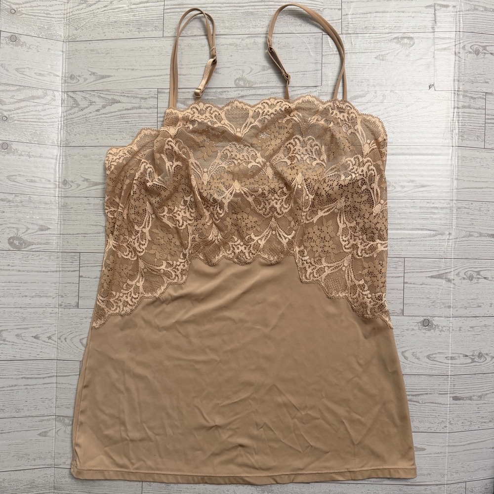 Wacoal Lace Impression Sheer Lace Camisole Beige‎ 811257 Size Large